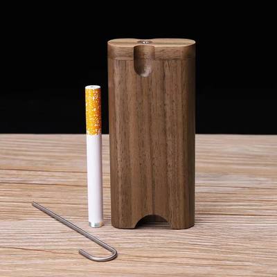 Portable Wooden Cigarette Box Set Contain Metal Tobacco Pipe