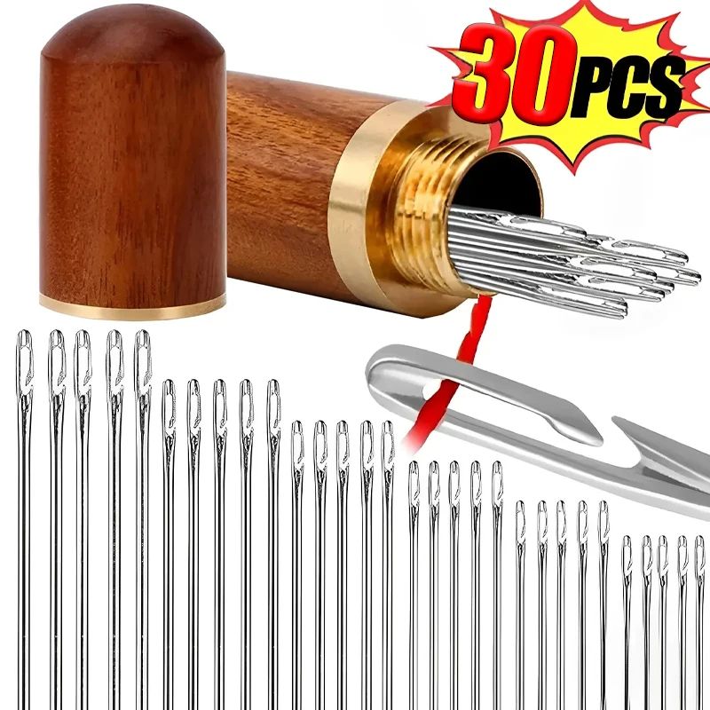 12/30Pcs Side Hole Blind Sewing Needles Stainless Steel Elde