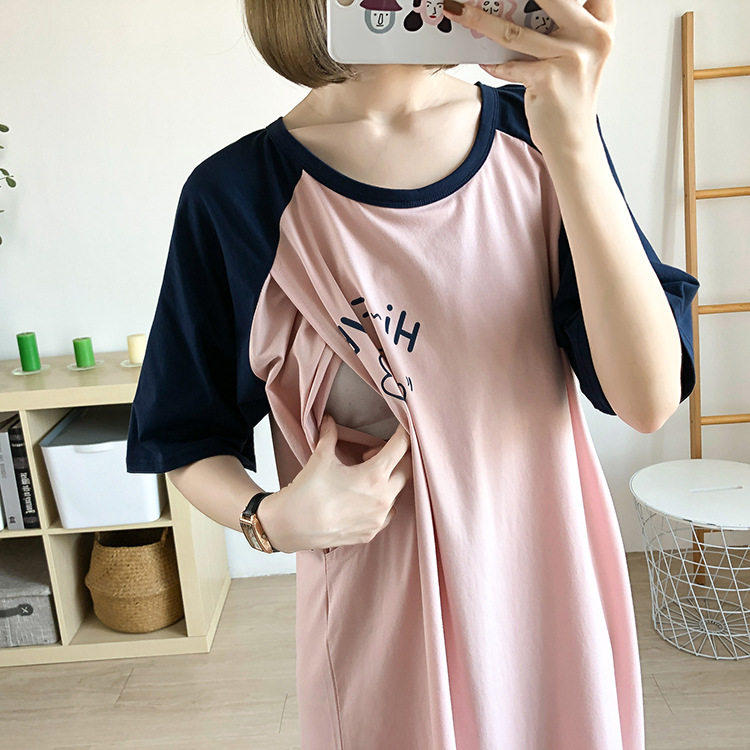 哺乳连衣裙纯棉春夏季产后外出女