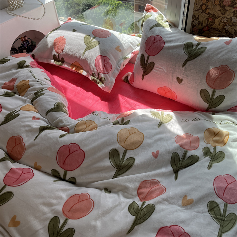 时光花语秋冬季加厚四件套