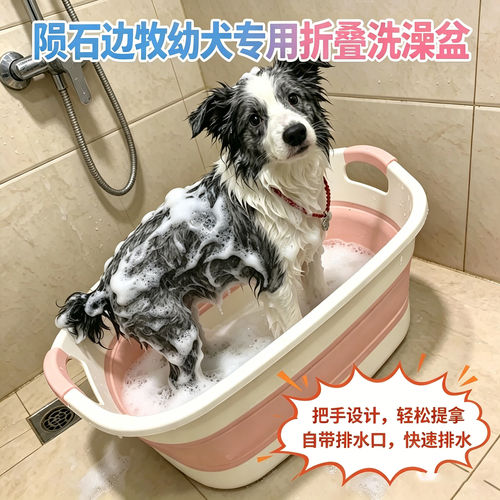 陨石边牧幼犬专用狗狗洗澡盆宠物小狗游泳池可折叠浴盆泳池洗澡桶