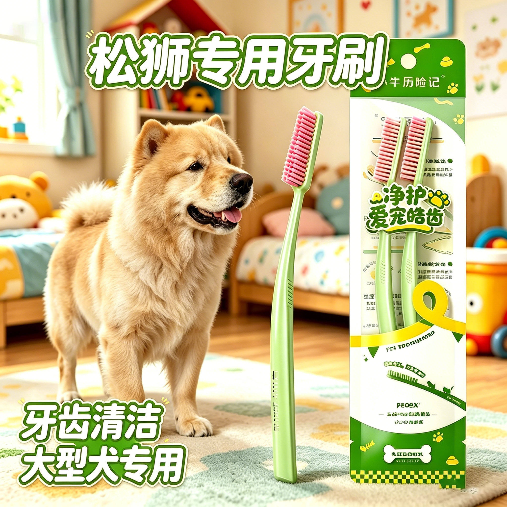 松狮犬专用狗狗牙刷牙膏狗宠物去牙结石小狗神器套装大型犬除口臭
