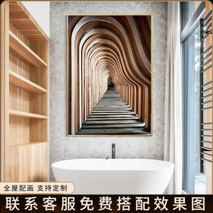 大幅轻奢港式工业风装饰画意式北欧空间延伸感挂画客餐厅玄关壁画