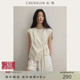 CHENXIAN辰现别致不规则系带圆领叠片T恤宽松显瘦无袖 通勤上衣女