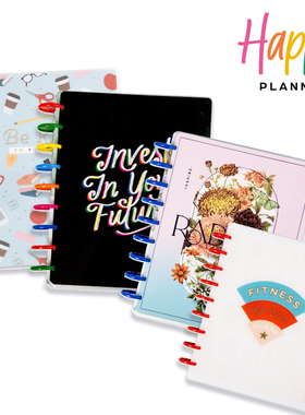 【无日期12个月计划本合集】THE HAPPY PLANNER12个月年度手账本考研学习手帐本活页本蘑菇环可拆卸自律打卡