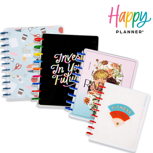 PLANNER12个月年度手账本考研学习手帐本活页本蘑菇环可拆卸自律打卡 无日期12个月计划本合集 THE HAPPY
