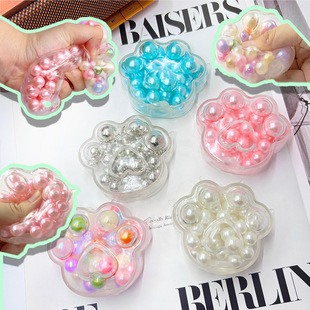 pearl Squishy Cat Paw Squeeze Toys Sensory Pinch Family猫爪