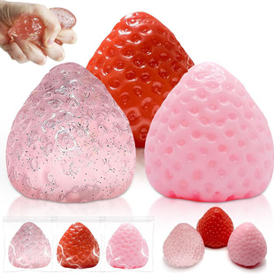 3Pcs Big Taba Squishies Strawberry Cute Fruit Squeeze Toys