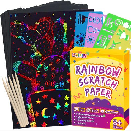 Magic Rainbow Scratch Paper Off Set 炫彩刮刮画儿童diy涂鸦本