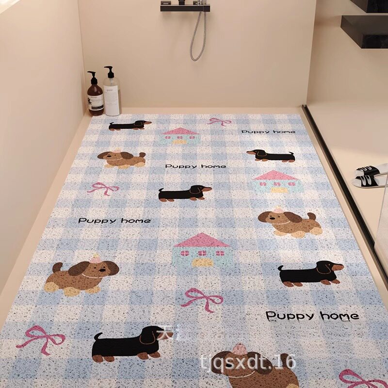 PVC浴室卡通丝圈浴室垫淋浴房镂空防滑脚垫儿童孕妇洗澡防摔地垫