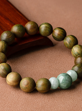 天然绿檀木翡翠手串男女情侣