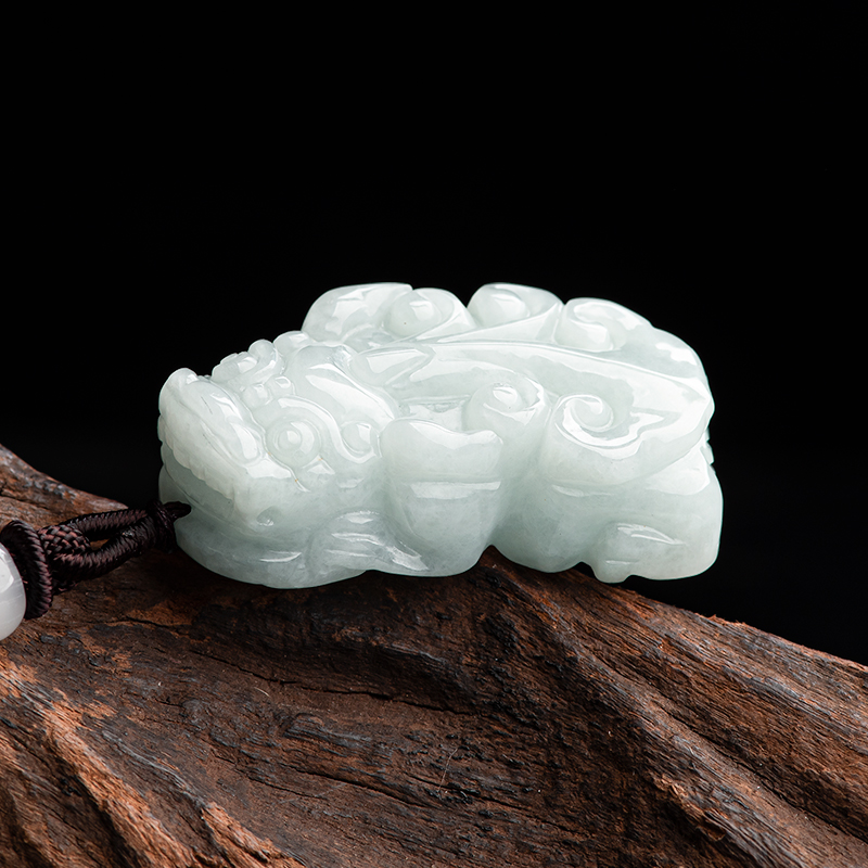 天然缅甸翡翠招财貔貅男士吊坠民族风玉石男女款项链挂件情侣饰品