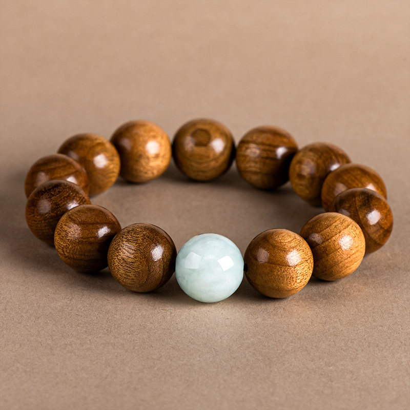 天然金丝楠木小叶祯楠手串男民族风天然翡翠文玩佛珠檀香木手链女