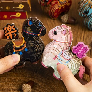 国潮3d立体拼图马年吉祥物摆件手工DIY益智拼图玩具工艺品2026