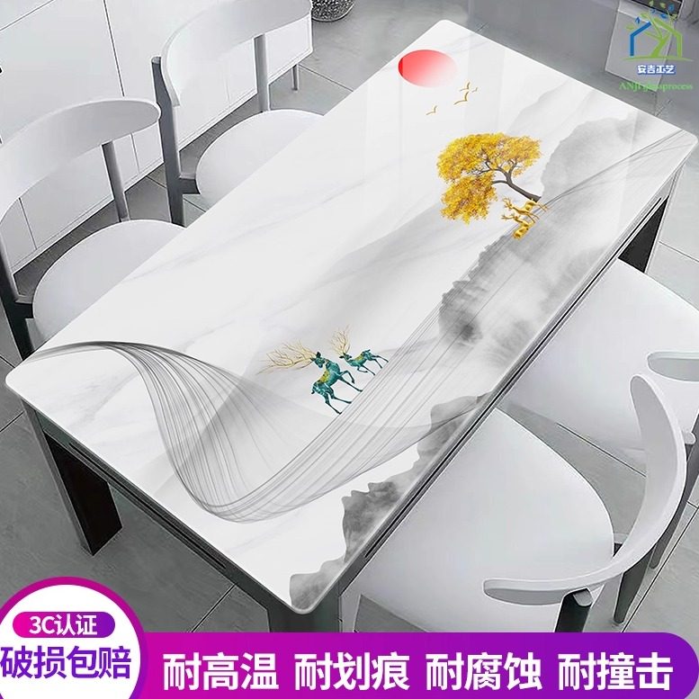 钢化玻璃桌面彩绘图案花纹烤漆