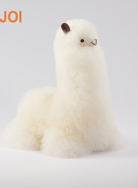 INJOI30cm卧姿手工羊驼毛绒玩偶玩具柔软公仔阿贝贝生日新年礼物