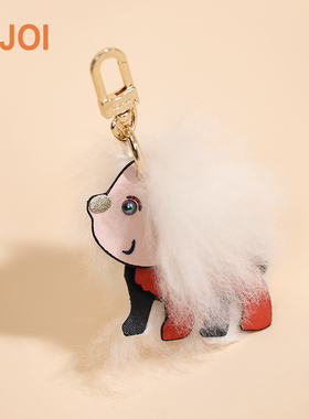 新品INJOI快乐小狗羊驼毛挂饰包包挂件车挂钥匙扣儿童生日礼物