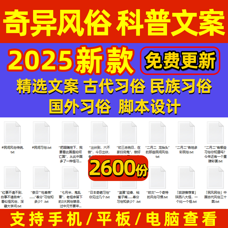 奇异风俗知识科普文案爆款抖音短视频脚本设计素材创意口播撰写