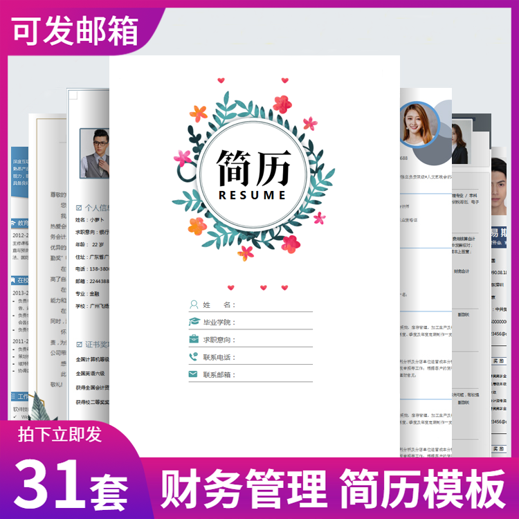 财务会计出纳管理总监税务审计应聘求职面试简历WORD模板自荐信