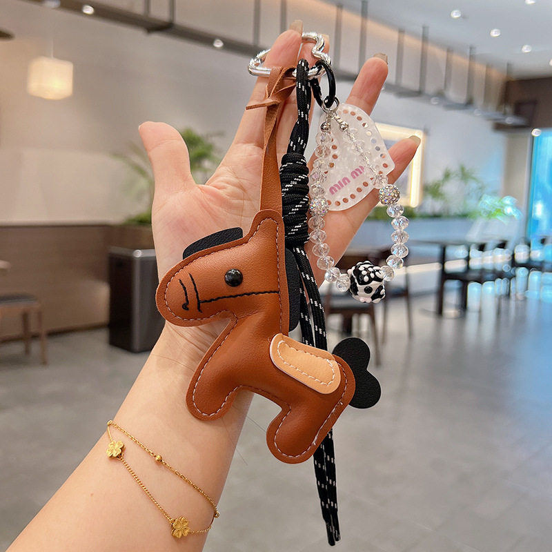 马年挂件皮革小马钥匙扣时尚创意生肖马包包挂饰手编绳小马包挂
