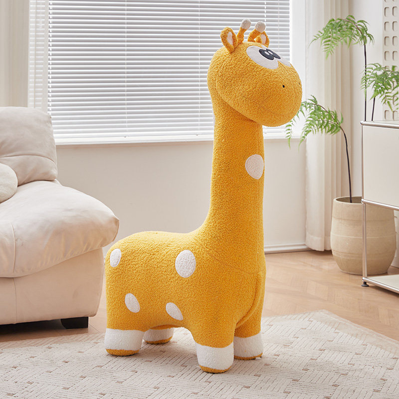 网红长颈鹿坐凳客厅创意卡通动物矮凳家用儿童沙发椅换鞋小凳子