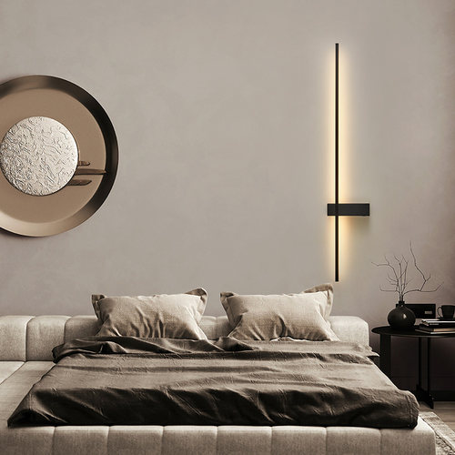 北欧现代长条床头客厅过道背景灯