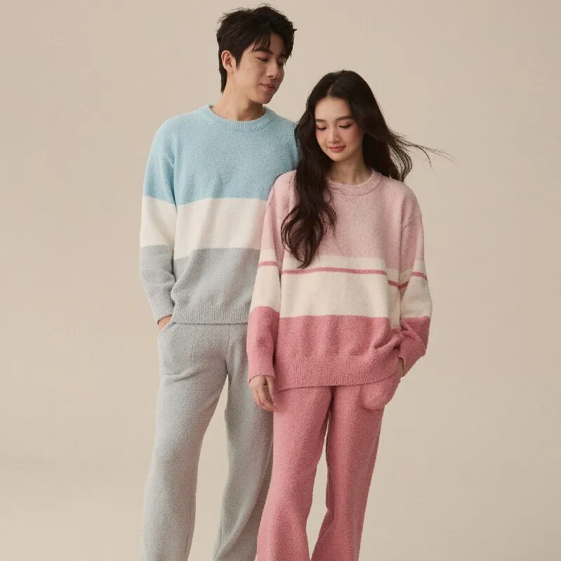 现货半边绒软绵绵睡衣女秋冬季珊瑚绒加厚可外穿家居服保暖情侣套