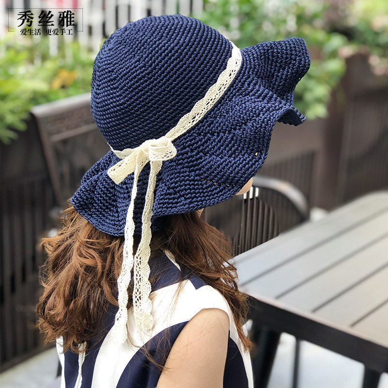 秀丝雅diy慕夏遮阳帽手工编织复古大帽檐显瘦空心线视频材料包