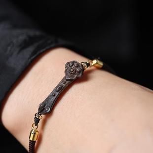 天然沉香如意手链手工编织招财手绳女简约好运男情侣情人节礼物