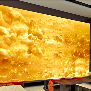 金芒万丈祥云佛堂墙纸佛道仙堂背景墙装饰壁画佛光供桌星光闪壁纸