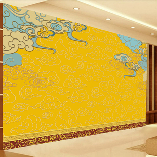 佛堂供桌装饰祥云墙纸祥云绸缎佛道仙背景墙寺庙供桌神台佛像壁纸