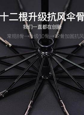黑色雨伞大号全自动折叠130CM暴雨专用加固加厚结实抗风晴雨两用
