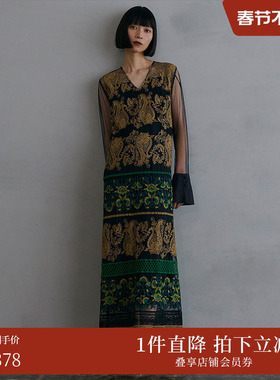 【ins博主同款】AMERI重工刺绣优雅复古风连衣裙0124205670430