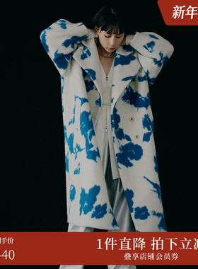 AMERI冬季新款 UND系列原创定制花朵图案毛呢大衣02320760360