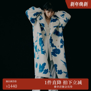 AMERI冬季 UND系列原创定制花朵图案毛呢大衣02320760360 新款