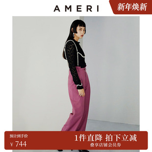 单品直筒裤 AMERI 可脱卸珍珠时尚 背带休闲裤 01220880200 秋冬时尚