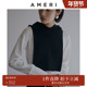 AMERI秋冬摩登潮流女装 连帽开叉套头叠穿上衣背心01221531240