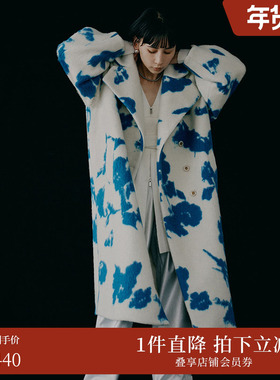 AMERI冬季新款 UND系列原创定制花朵图案毛呢大衣02320760360