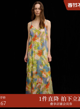 【ins博主同款】AMERI 2025春夏朦胧风景长款连衣裙0125104910880