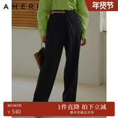 通勤裤 AMERI秋冬时尚 小众设计感高腰显高阔腿休闲西裤 02120840960