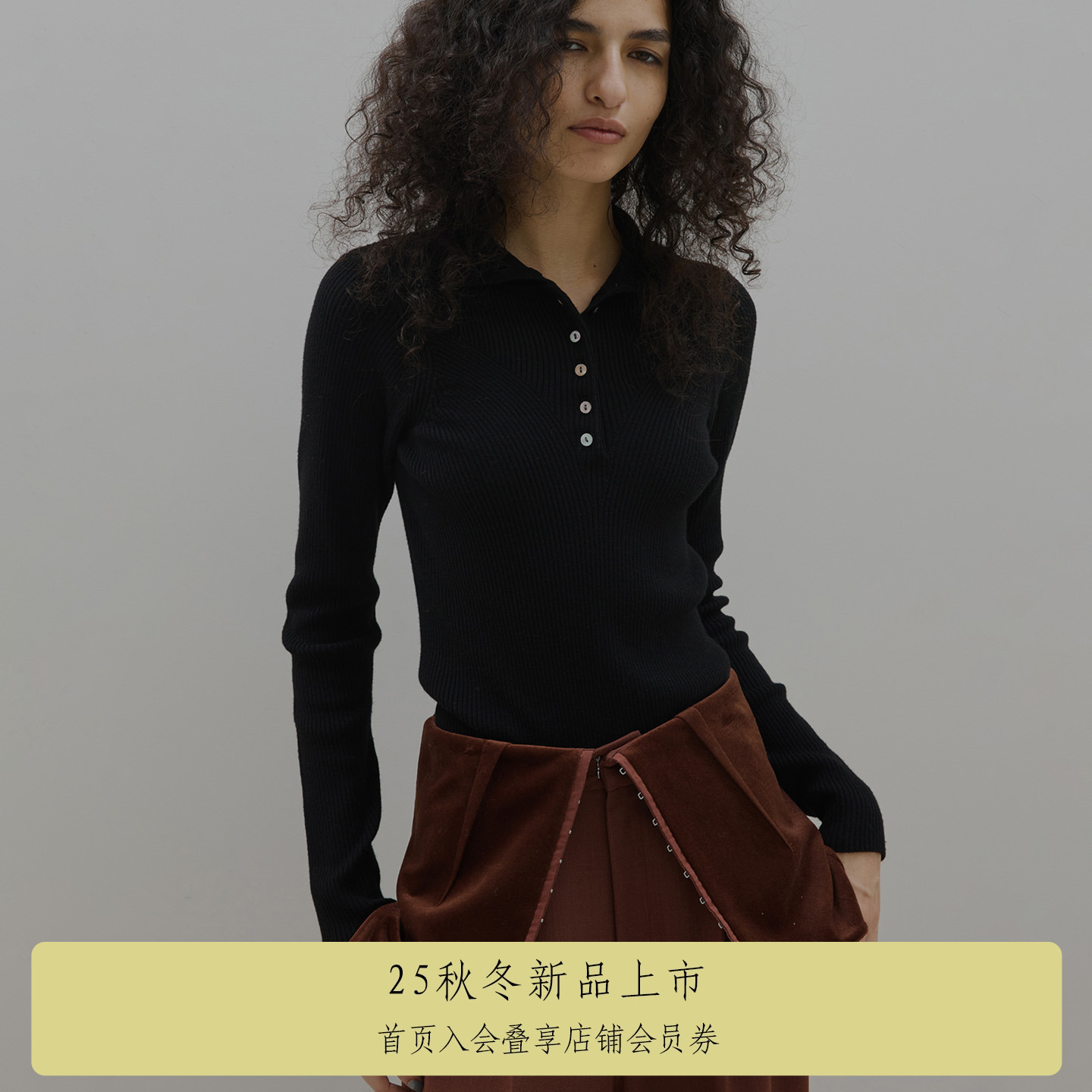 AMERI高领纽扣针织衫