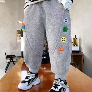 子春秋款 中小儿童一体绒运动裤 外穿长裤 加厚卫裤 女宝宝冬季 男童裤