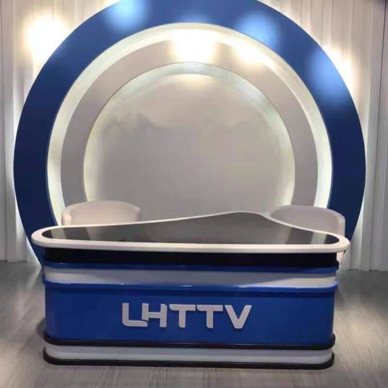 主播台播音桌新闻培训吧台主持台直播桌电视媒体广播桌演播室前台