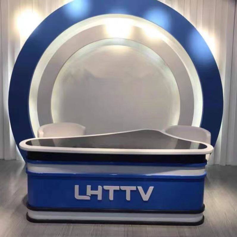 播音主持桌艺考直播新闻演播台弧形访谈桌广播室录播台主播桌现货