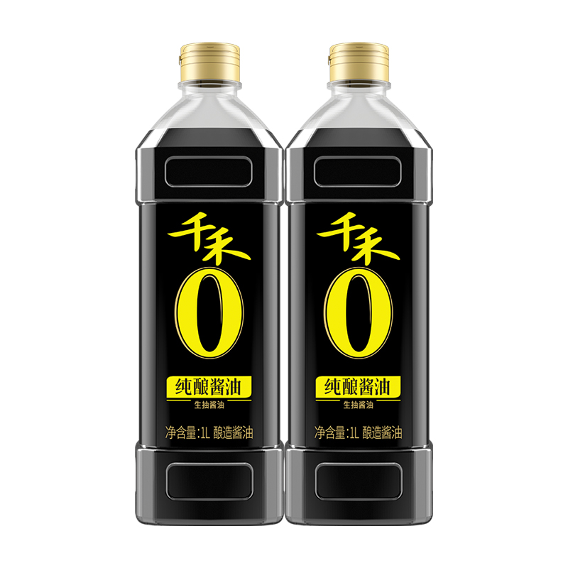 千禾零添加纯酿酱油1L酿造生抽家用凉拌炒菜点蘸厨房调味品不加碘