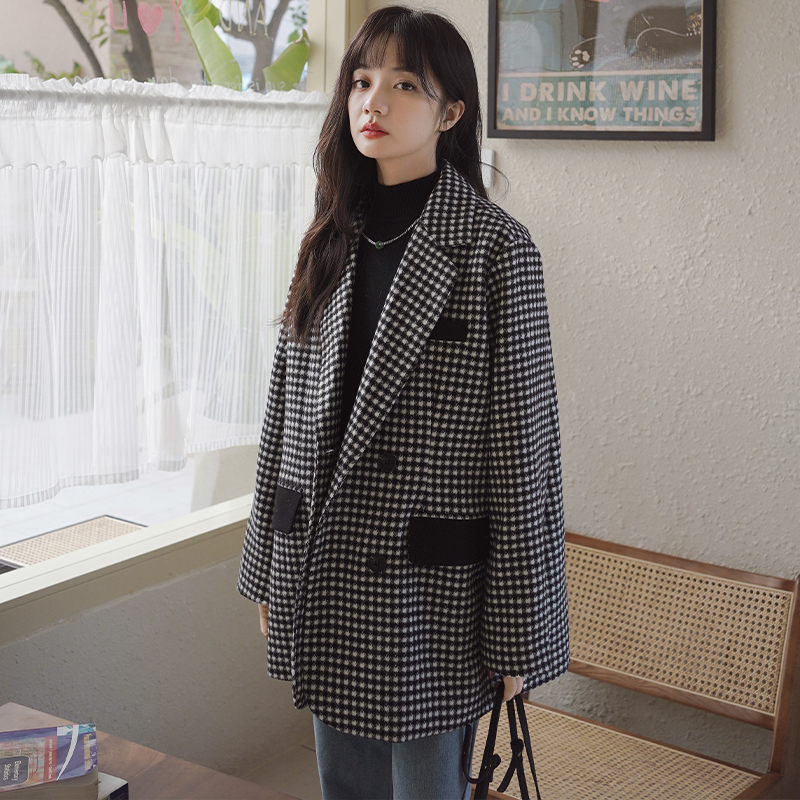大货格子西装外套973-P120-K178，女装毛呢外套，HH服饰