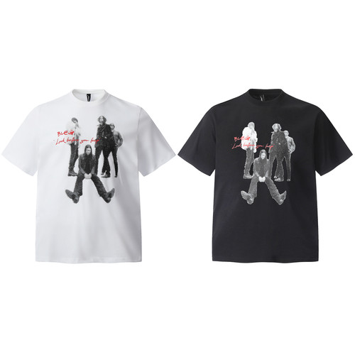 AU8OFCLUB美式复古人物印花短袖T恤男女夏季宽松情侣半袖体恤上衣