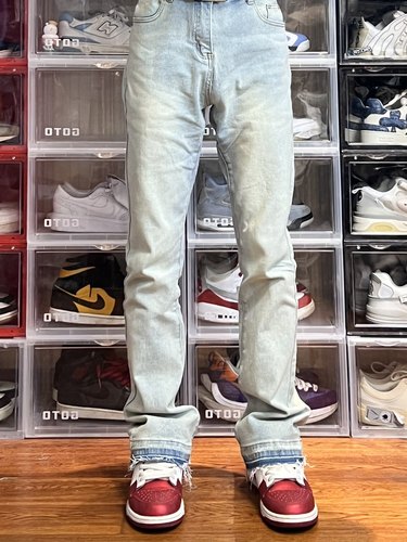 AU8OFCLUB水洗裤脚毛边