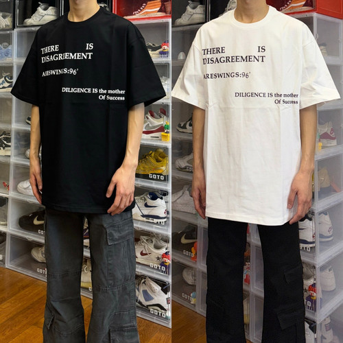 AU8OFCLUB 美式街头标语印花短袖T恤男女情侣宽松百搭纯棉上衣ins