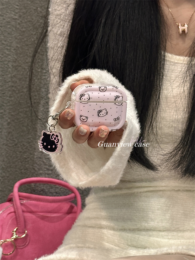 可爱泼墨Kitty猫小吊坠耳机壳